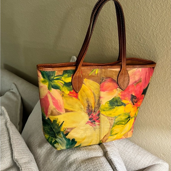 Maurizio Taiuti Handbags - MAURIZIO TAIUTI Genuine Leather
 Floral Watercolor Tote Bag
Made in Italy